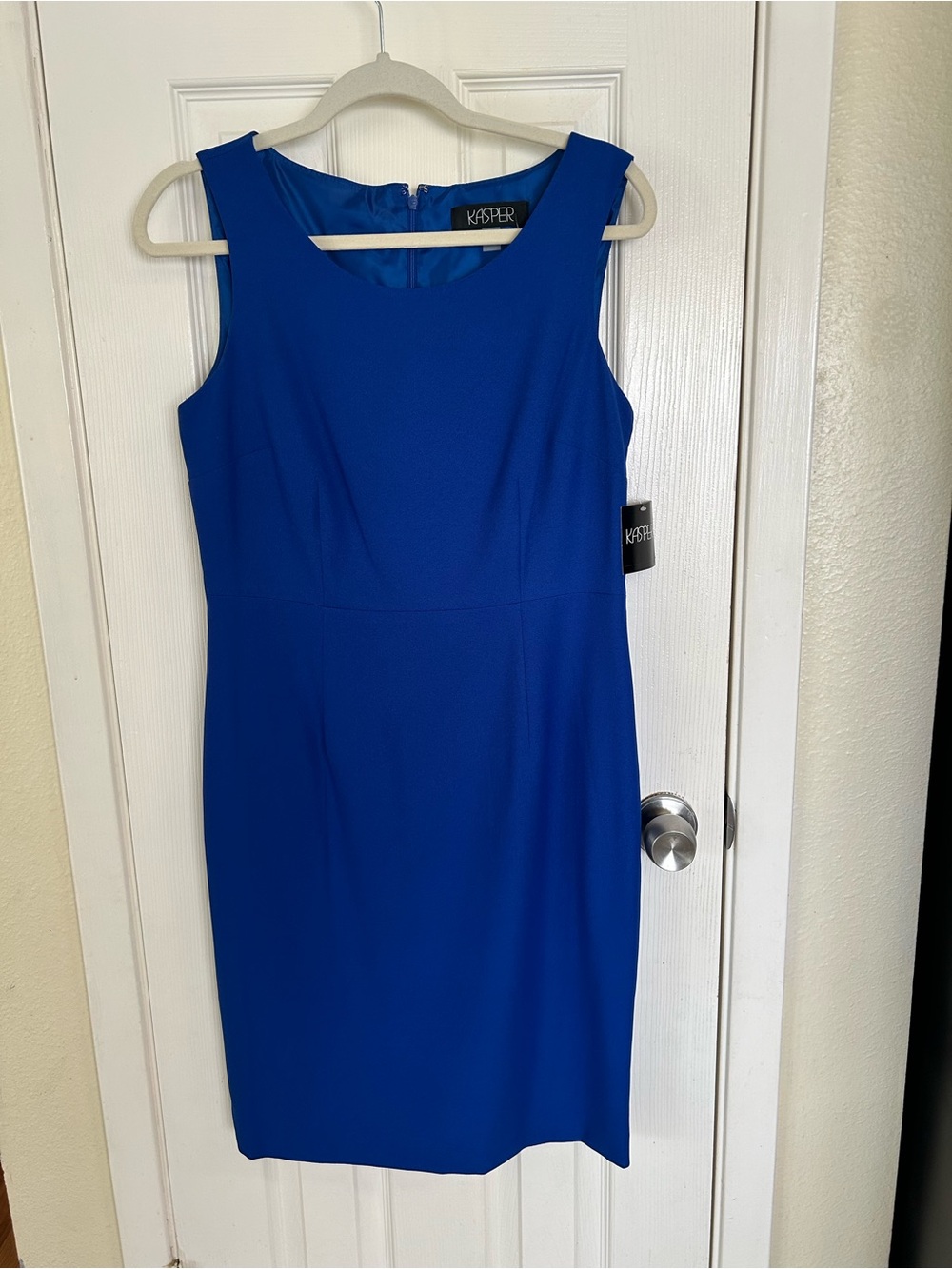 Kasper Cobalt Blue Sleeveless Midi Sheath Dress